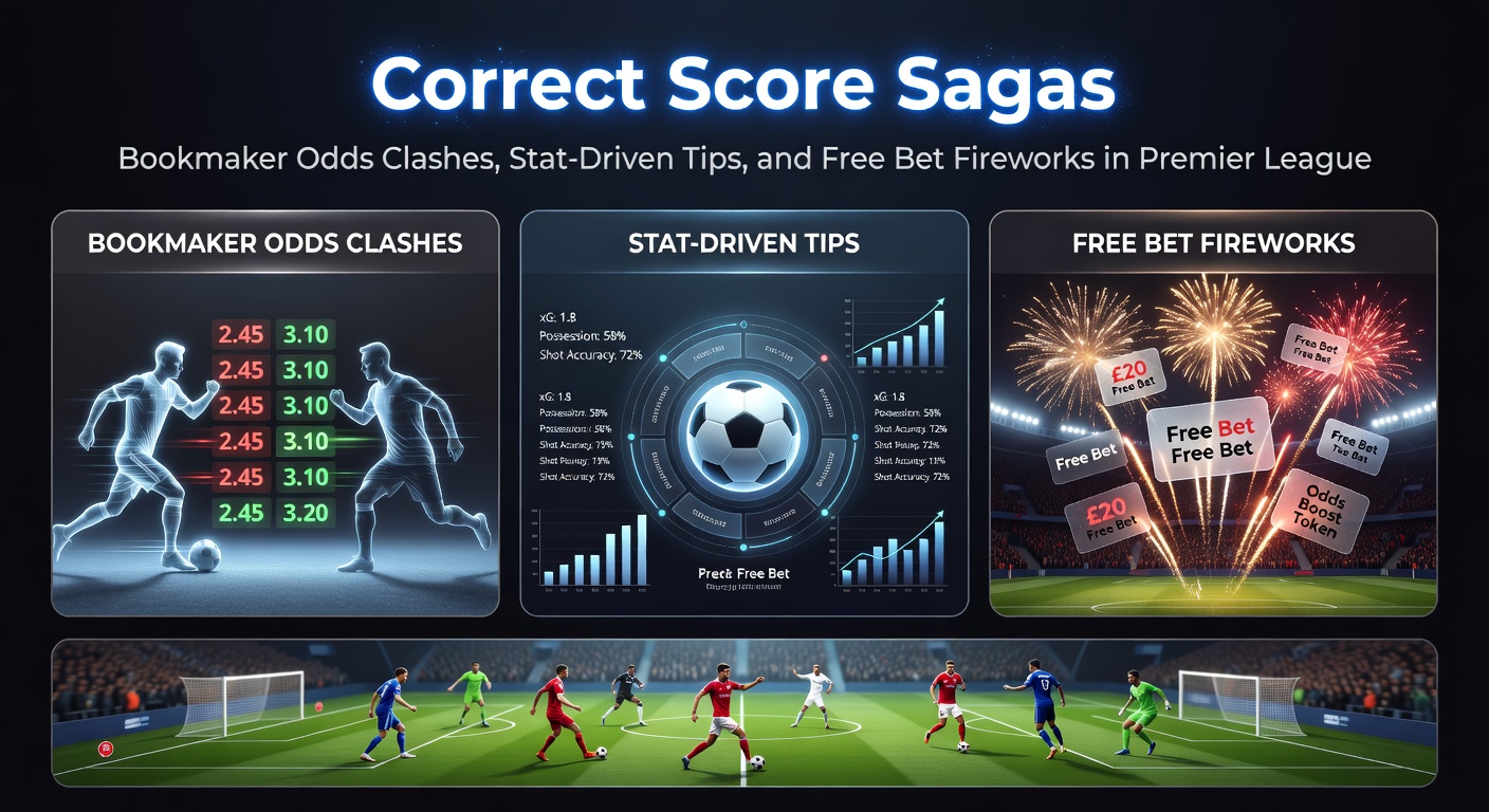 Close-up of a bookmaker's app displaying fluctuating correct score odds during a live Premier League game, with graphs showing stat overlays and promo banners