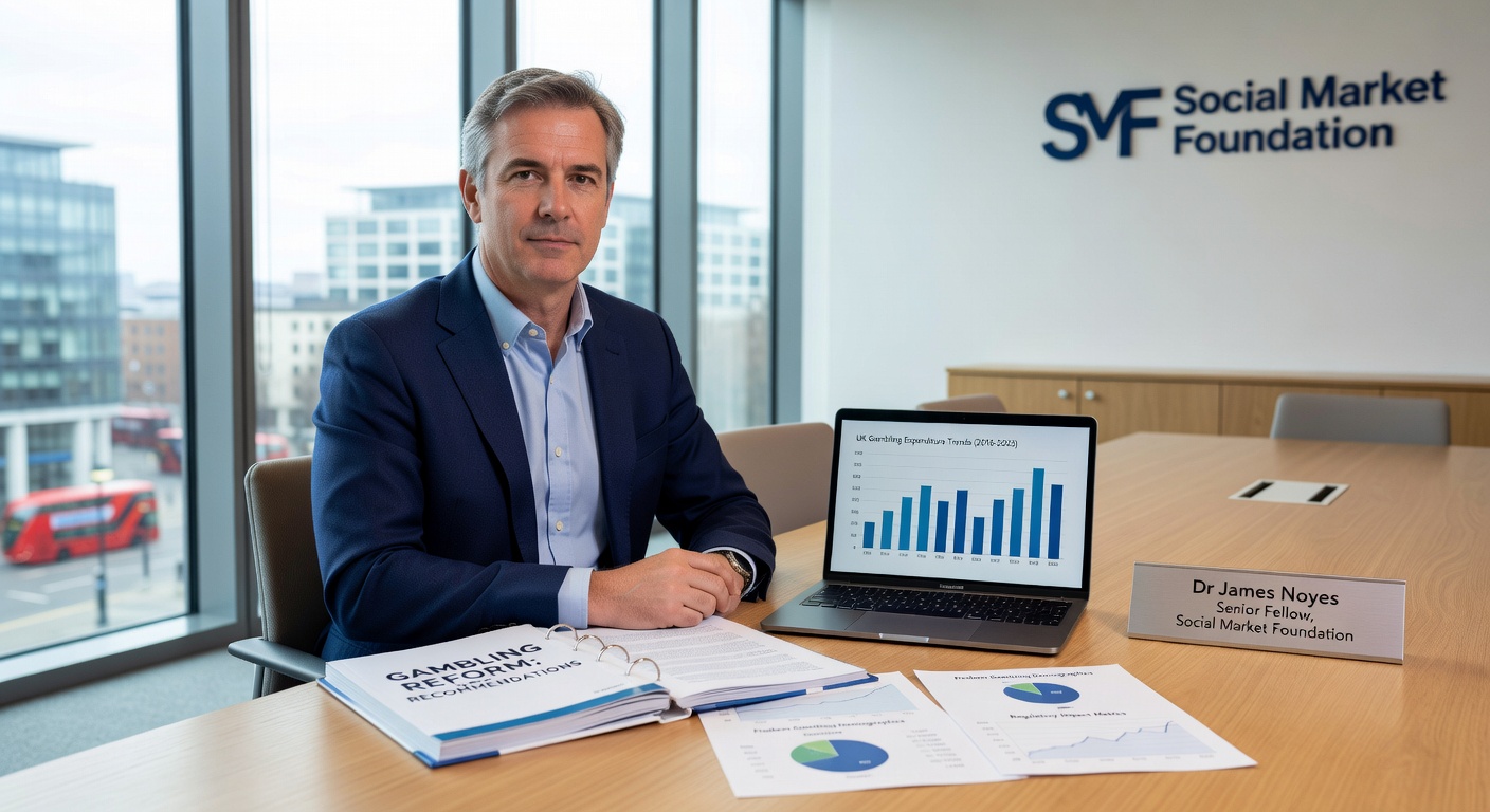 Infographic detailing remote versus land-based gambling premises and machines in the UK, with icons representing betting shops and casino floors