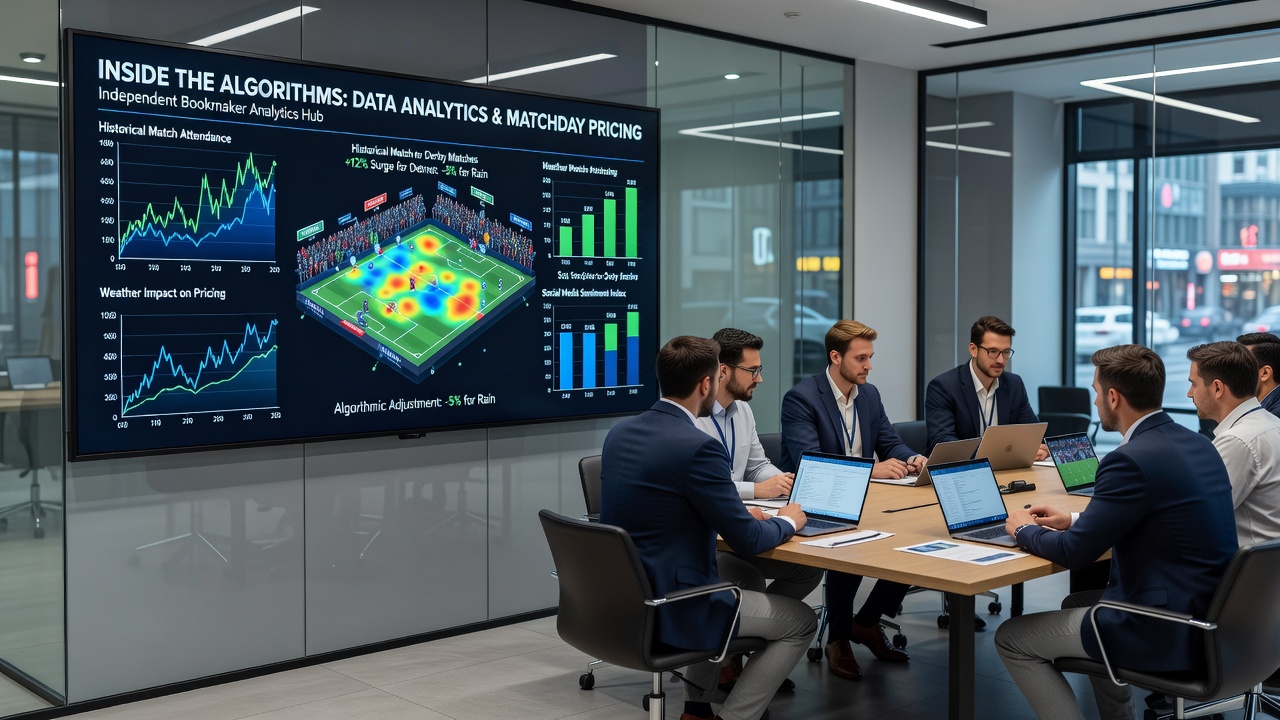Independent bookmaker analyst reviewing algorithm outputs for football matchday odds adjustments