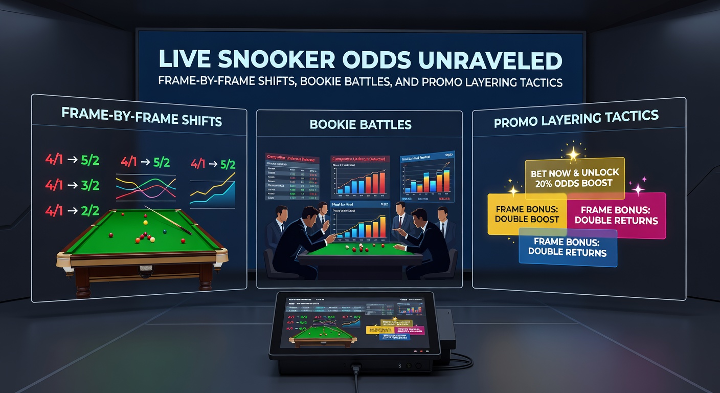 Side-by-side comparison of bookmaker odds screens during a live snooker frame, highlighting discrepancies between rivals like Betfair and Sky Bet