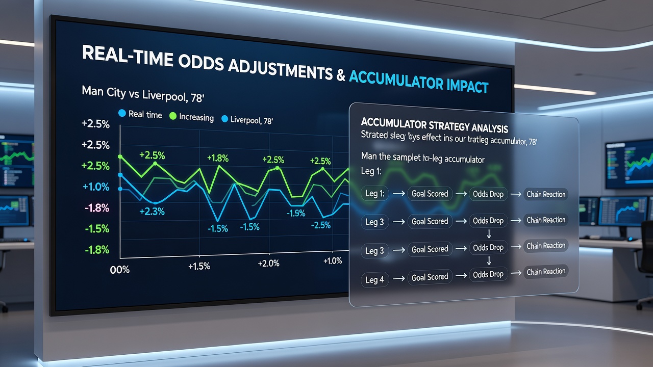 Live soccer match with odds display overlay showing real-time adjustments during a major fixture