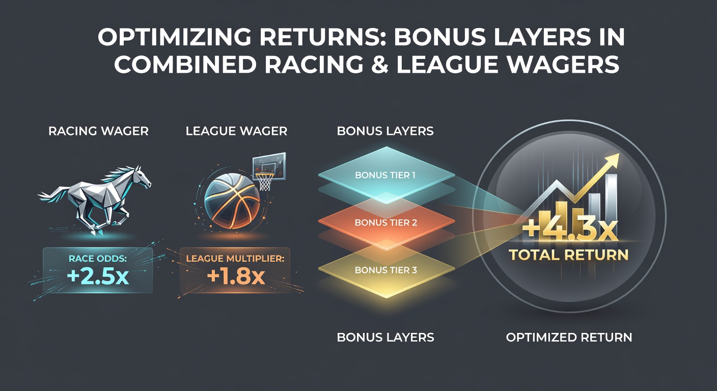 Illustration showing stacked bonus layers applied to mixed horse racing and soccer accumulator bets